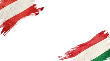 Beyaz Arkaplanda Avusturya ve Macaristan Bayrakları